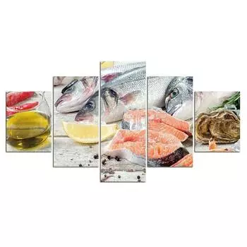 5 шт., рыба, лосось, кухня, шеф-повар, холст, картина, настенный художественный декор, 5 шт., картины, домашний декор, 5 панелей, фотографии, HD печать, современный 20x35 20x45 20x55cm