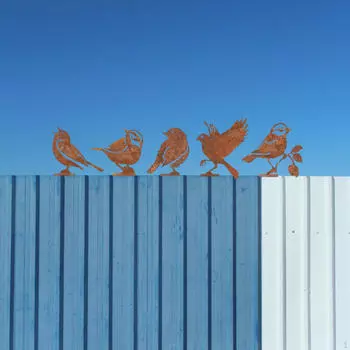 5 шт. ржавые украшения для птиц, украшения для забора, железные поделки, металлические силуэты, садовые украшения Style A