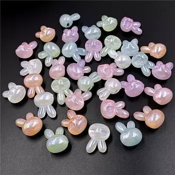 5 шт. с УФ-покрытием, тонкие обратные отверстия, голова кролика, свободные бусины, креативный материал из бисера, браслет, ожерелье, ювелирные аксессуары розовый