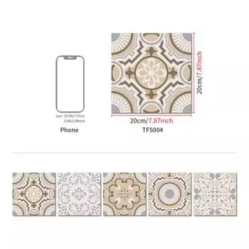 5 шт. самоклеящиеся наклейки на плитку в стиле ретро для кухни, ванной комнаты, пола, износостойкие водонепроницаемые матовые художественные наклейки на стены 20X20CM