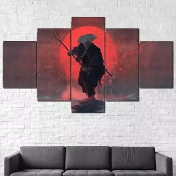 5 шт. Самурай Катана Воин Фэнтези 5 шт. холст с принтом плакат настенный художественный декор фотографии HD печать 5 шт. домашний декор без рамки 20x35 20x45 20x55cm