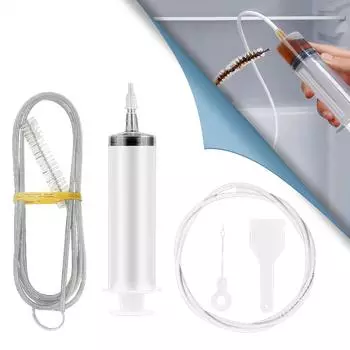 5 шт., щетка для очистки слива холодильника, щетка для мытья, всасывающий шприц, шланг для чистки холодильника, инструмент для драги, 1,5 м, комплект сливных отверстий MYY белый
