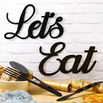 5 шт./серия Let s Eat металлический знак вилка ложка нож знак деревенский вырез Eat настенный декор железное искусство домашний декор подвесное настенное искусство чёрный