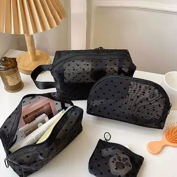 5 шт., сетчатая косметичка с принтом любви, портативный органайзер для туалетных принадлежностей, косметичка, многофункциональная прозрачная женская сумка для хранения помады бежевый