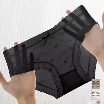 5 шт. сетчатые прозрачные бесшовные трусы тонкое нижнее белье для женщин простые кружевные трусики с бантиком для девочки M-5Pcs Random