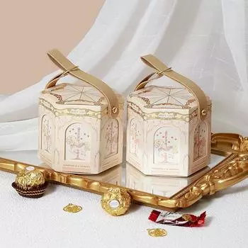 5 шт. шампанского золота карусель картонные подарочные коробки сувениры для детского душа упаковочные коробки детские принадлежности для украшения дня рождения A1