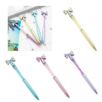5 шт. шариковая ручка с бантом, хрустальная ручка для подписи, поворотная ручка для подписи, наконечник 1,0 мм, плавно пишущая ручка для бизнеса, подарочная ручка светло-фиолетовый