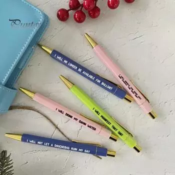5 шт. шариковая ручка с забавными словами, тонкая пластиковая удобная ручка, гладкий пресс для письма, выдвижная ручка, школьные канцелярские принадлежности, студенческий подарок разноцветный