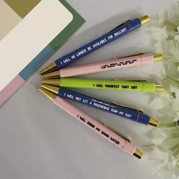 5 шт. шариковая ручка с забавными словами, тонкая пластиковая удобная ручка, гладкий пресс для письма, выдвижная ручка, школьные канцелярские принадлежности, студенческий подарок