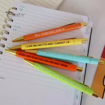 5 шт. шариковых ручек с гладким письмом, дизайном, цветными металлическими ручками для заметок, списков, заметок 5pcs