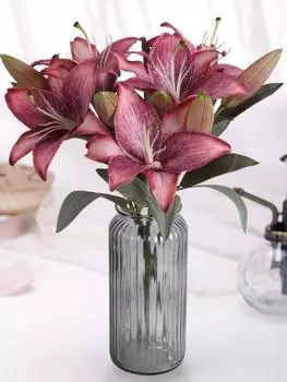 5 шт. шелковых цветов, искусственные цветы лилии, винтажные цветы лилии для домашнего декора, цветочная композиция для свадебной вечеринки белый