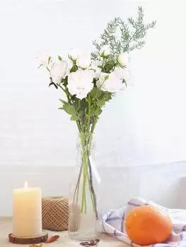 5 шт. шелковых цветов, искусственные розы со стеблями, 15 головок, длинные стебли, искусственные цветы, поддельные розы, цветы, украшение для букета сушеных роз белый