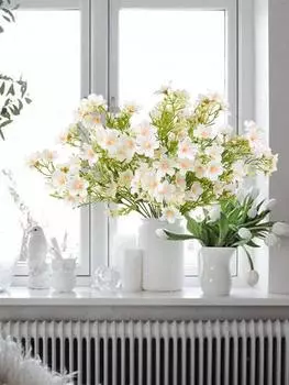 5 шт. шелковых гипсофил искусственных букетов, устойчивых к ультрафиолетовому излучению, искусственные цветы, искусственные цветы для дома, свадьбы, вечеринки, декора стола своими руками белый