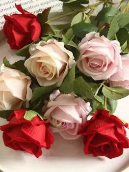 5 шт. шелковых роз на длинном стебле, букет искусственных цветов для свадебного украшения дома, искусственные цветы, аксессуары для венков своими руками горячий розовый