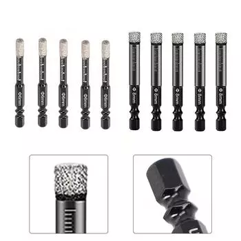 5 шт. шестигранная ручка вакуумная паяная алмазная сухая коронка для сверления отверстий 6 мм/8 мм 6mm