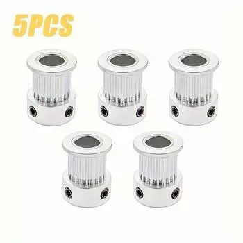 5 шт. шкивов GT2 с 16 зубьями, внутренний диаметр отверстия 5 мм или 20 зубьями, внутренний диаметр отверстия 5 мм, шкив ГРМ для ремня 3D-принтера шириной 6 мм, алюминиевый 3D-принтер 16teeth