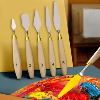5 шт. шпатель для рисования DIY гибкий без заусенцев стильный скребок для тонирующей палитры с деревянной ручкой товары для рукоделия A