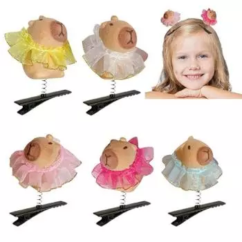 5 шт. шпилька для волос для девочек, весенний дизайн, декор капибара, заколки для волос, яркие цвета, аксессуары для волос, зажим для укладки волос 5pcs