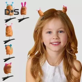 5 шт. шпилька для волос для девочек, весенний дизайн, декор капибара, заколки для волос, яркие цвета, аксессуары для волос, зажим для укладки волос 5pcs