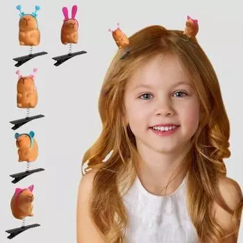 5 шт. шпилька для волос для девочек, весенний дизайн, декор капибара, заколки для волос, яркие цвета, аксессуары для волос, зажим для укладки волос 5pcs