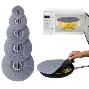 5 шт. силиконовая крышка для микроволновой печи, крышка для кастрюли, не проливающаяся, бытовая крышка на присоске мятный зеленый