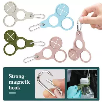 5 шт. силиконовая пряжка для бутылки с водой зажим для переноски бутылки 3 отверстия пряжка для подвешивания бутылки с водой многофункциональная для рюкзака небесно-голубой