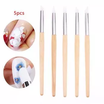 5 шт., силиконовая ручка для дизайна ногтей, кисть для УФ-гель-лака, 3D-изображение, кисти для точечного лака, скульптурная ручка, инструмент для маникюра «сделай сам»