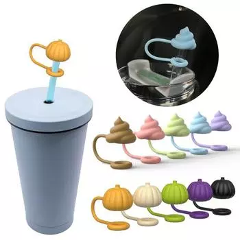5 шт., силиконовая соломенная шляпа большого диаметра, милая какашка, дизайн тыквы, пылезащитная многоразовая соломенная шляпа диаметром 0,4 дюйма A