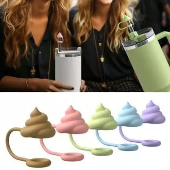 5 шт., силиконовая соломенная шляпа большого диаметра, милая какашка, дизайн тыквы, пылезащитная многоразовая соломенная шляпа диаметром 0,4 дюйма A