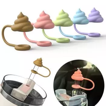 5 шт., силиконовая соломенная шляпа большого диаметра, милая какашка, дизайн тыквы, пылезащитная многоразовая соломенная шляпа диаметром 0,4 дюйма A