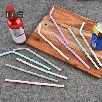 5 шт. силиконовые соломинки для воды, полезные для пищевых продуктов, прямые с чистящей щеткой A