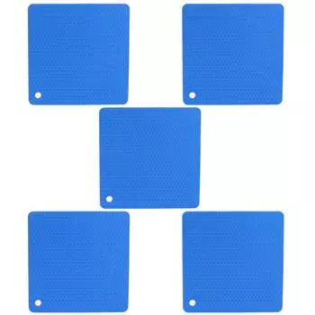 5 шт. силиконовый коврик для прихватки, термостойкий, противоскользящий, квадратный, сотовый, подставка под горячее синий