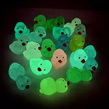 5 шт. симпатичная мини-светящаяся фигурка утки, светящаяся в темноте, миниатюры для сада фей, украшения для уток, вивария, микроландшафтные аксессуары 5Pcs