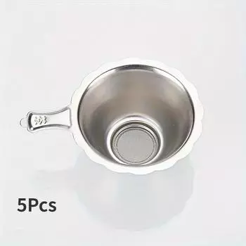 5 шт. ситечко для чая из нержавеющей стали, мелкая сетка, воронка для чайных листьев, фильтр для чая и кофе, кухонные аксессуары 5Pcs