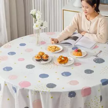 5 шт. скатерть маслостойкая водонепроницаемая мультяшная лиса растительный принт круглая форма простая в уходе защита стола банкеты столовая кухня украшение для вечеринки 180x180cm F