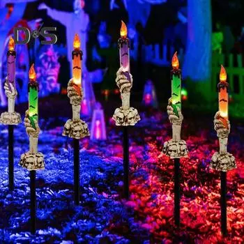 5 шт. Скелет рука солнечный свет водонепроницаемый Хэллоуин свечи колышки огни легко установить жуткий уличный декор колышки огни для праздничной вечеринки A