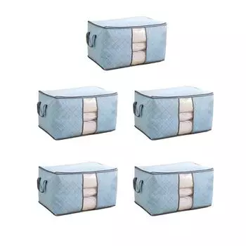 5 шт. складная сумка для хранения одежды пылезащитный органайзер для одеял из нетканого материала большого размера синий синий