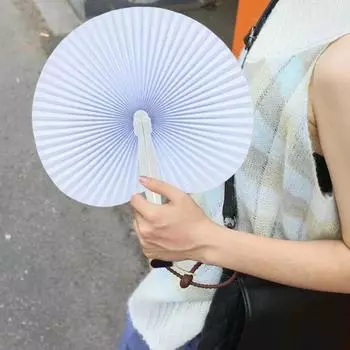 5 шт., складной веер с сердцем любви, белая бумага, сделай сам, портативный летний ручной круглый веер, танцевальное представление, реквизит для фотосессии, свадебный подарок на День святого Валентина B