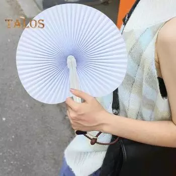 5 шт., складной веер с сердцем любви, белая бумага, сделай сам, портативный, летний, ручной, круглый веер, танцевальное представление, реквизит для фотосессии, свадьба, день святого Валентина A