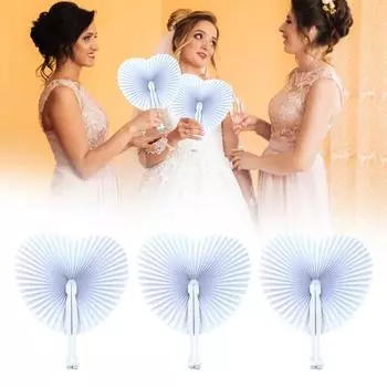 5 шт., складной веер с сердцем любви, белая бумага, сделай сам, портативный летний ручной круглый веер, танцевальное представление, реквизит для фотосессии, свадебный подарок на День святого Валентина B