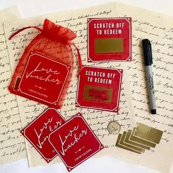 5 шт. Скретч-карты ко Дню святого Валентина, купоны на любовь, скретч-карты с надписью «Любовная записка», поздравительная открытка на годовщину Дня святого Валентина