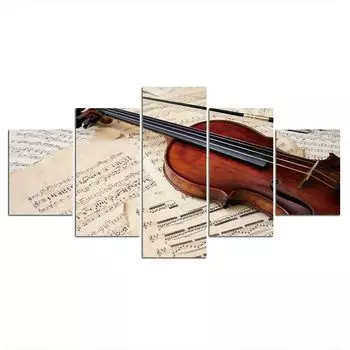 5 шт., скрипка, музыкальный инструмент, холст, HD печать, декор для комнаты, современные 5 шт., картины, картины, настенный постер без рамки, 5 панелей 20x35 20x45 20x55cm