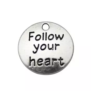 5 шт., следуйте своему сердцу, подвески, принадлежности для изготовления ювелирных изделий, цвет антикварного серебра, бренд: WYISYWG 20x20 мм