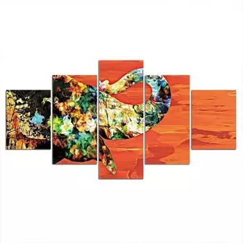 5 шт., слон, цветок, цветочный декор, холст, настенные художественные фотографии, картины, плакат, HD печать, декор для комнаты, 5 шт., домашний декор 20x35 20x45 20x55cm