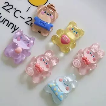 5 шт. Случайные милые мультяшные прозрачные магниты на холодильник с изображением маленьких животных, маленькие кролики, котята и медведи, аксессуары из смолы своими руками