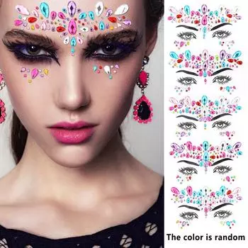 5 шт. случайный цвет, алмазная наклейка для лица, сделай сам, акриловая алмазная наклейка, звездная вечеринка, наклейка для макияжа 5pcs