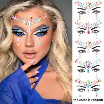 5 шт. случайный цвет, свадебный шар, украшение для макияжа, стикер для вечеринки, алмазная наклейка для татуировки бровей, трехмерная наклейка для макияжа глаз 5pcs