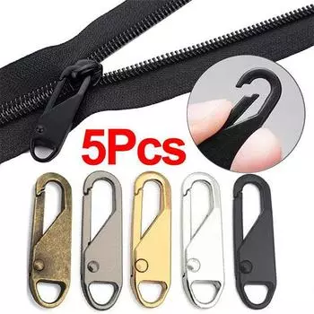 5 шт. сменные металлические молнии слайдер пуллер мгновенный ремонт головка молнии комплект дорожная сумка чемодан молния язычок выдвижной язычок DIY швейные принадлежности 5pcs чёрный