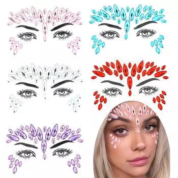 5 шт. смешанные цвета, новая нашивка для лица и бровей, алмазная смола, алмазная EDM, костюм с электрическим слогом, вечерние, декоративная нашивка для лица DTY 5pcs