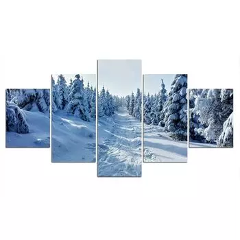 5 шт., снежные деревья, Лапландия, зимний современный декор, холст, настенные художественные картины, без рамки, 5 панелей, декор для комнаты, 5 шт., фотографии, постер 20x35 20x45 20x55cm